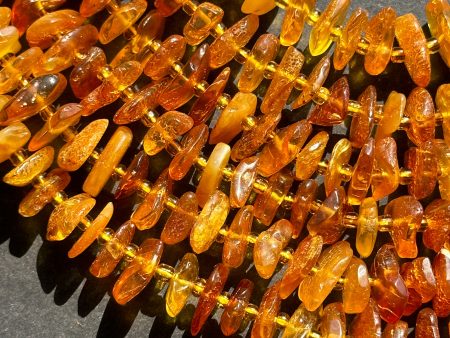 Natural Baltic Gold Amber Gemstone Bead Freeform Pinwheel Shape Bead, Gorgeous Natural Golden Orange Yellow Baltic Gold Stone Beads, 15.5  Strand Discount