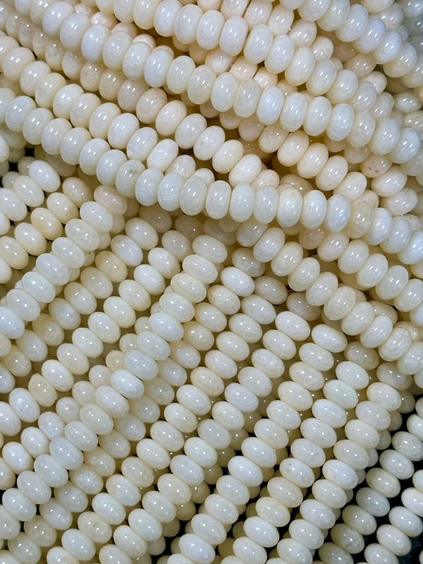 Natural Ivory Jade Gemstone Bead 8x5mm Rondelle Shape, Beautiful Ivory Cream Color Jade Gemstone Bead, Excellent Quality Full Strand 15.5  Online now