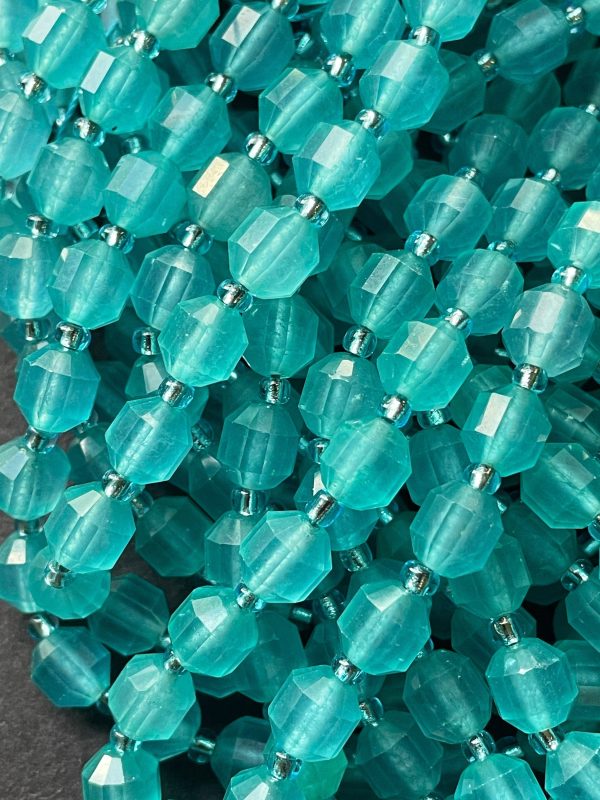 AAA Natural Amazonite Gemstone Bead Faceted 10mm Diamond Cut Shape Bead, Gorgeous Blue Amazonite Gemstone Bead Online