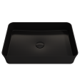 BOCCHI Sottile 21  Matte Black Rectangle Fireclay Vessel Bathroom Sink with Drain Cover For Cheap