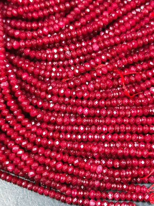 Natural Red Jade Gemstone Bead Faceted 3mm Bead, Gorgeous Natural Red Color Jade Bead Excellent Quality Full Strand 15.5  For Cheap