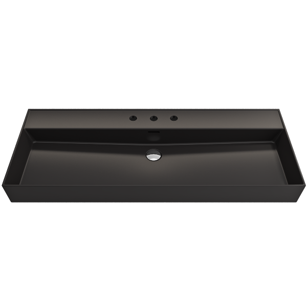 BOCCHI Milano 47  Matte Black 3-Hole Wall-Mounted Bathroom Sink Fireclay with Overflow Cheap