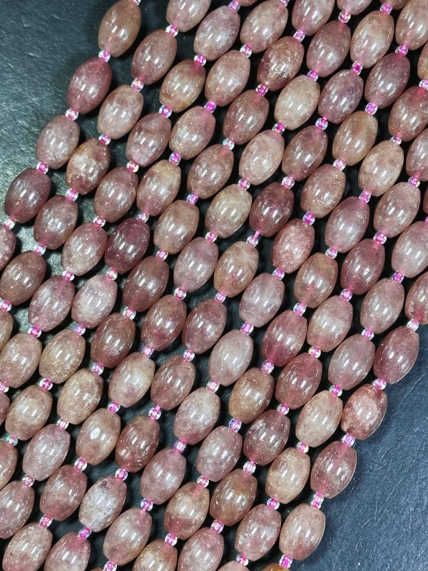 Natural Strawberry Quartz Gemstone Bead 15x10mm Tube Shape, Beautiful Pink Red Color Great Quality Strawberry Quartz Full Strand 15.5  Cheap