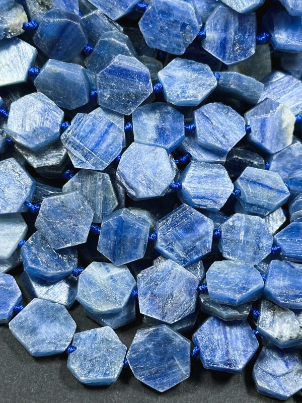 Natural Kyanite Gemstone Bead 14mm Hexagon Shape Bead, Beautiful Natural Blue Color Kyanite Gemstone Beads, Great Quality Full Strand 15.5  For Discount