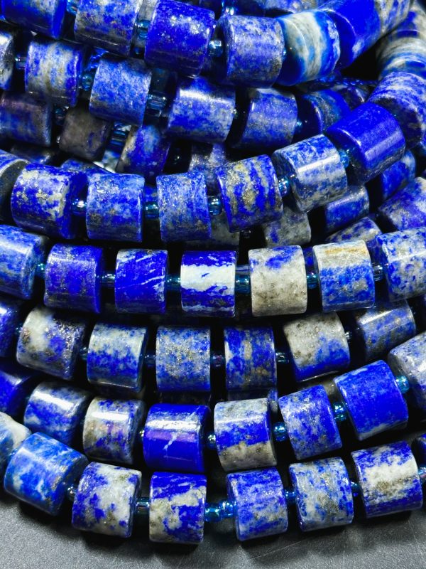 NATURAL Lapis Lazuli Gemstone Bead 10mm Rondelle Cylinder Wheel Shape, Gorgeous Natural Blue Color Lapis Lazuli Gemstone Beads Great Quality Online Sale