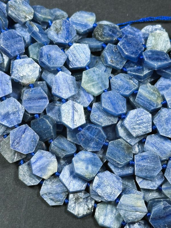 Natural Kyanite Gemstone Bead 14mm Hexagon Shape Bead, Beautiful Natural Blue Color Kyanite Gemstone Beads, Great Quality Full Strand 15.5  For Discount