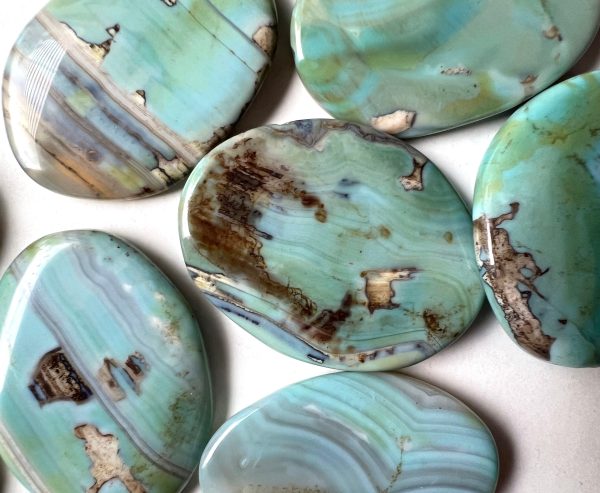 Natural Dragon Skin Agate Gemstone Bead 30x40mm Oval Shape, Beautiful Sky Blue Brown Color LOOSE Dragon Skin Agate Bead For Cheap