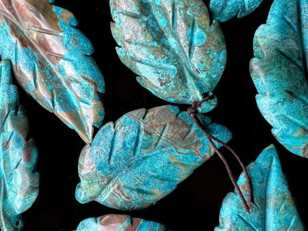 Natural Ocean Jasper Hand Carved Leaf 32x59mm Gorgeous Natural Blue Brown Color Loose Pendant Loose Bead Loose Gemstone Loose Jasper stone Cheap