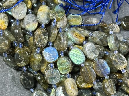 Natural Labradorite Gemstone Bead 15x11mm Oval Shape Bead, Gorgeous Natural Gray Brown Color, Blue Rainbow Flash Labradorite Beads 15.5  Online Hot Sale