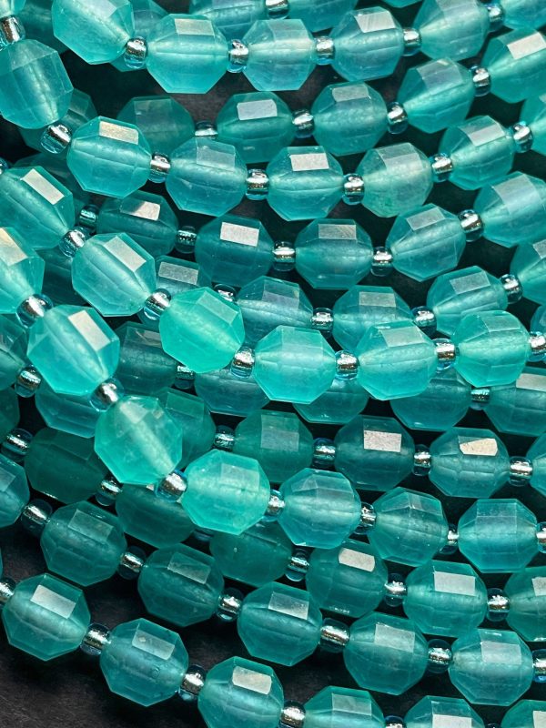 AAA Natural Amazonite Gemstone Bead Faceted 10mm Diamond Cut Shape Bead, Gorgeous Blue Amazonite Gemstone Bead Online