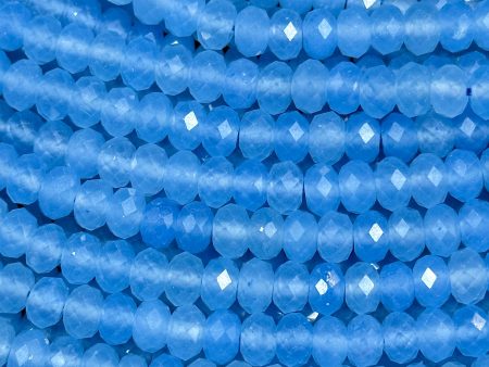 Natural Blue Jade Gemstone Bead Faceted 8x5mm Rondelle Shape, Gorgeous Sky Blue Color Jade Gemstone Bead, Great Quality Full Strand 15.5  Hot on Sale