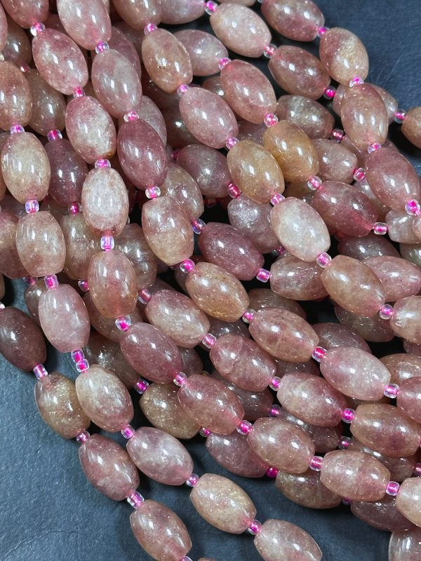 Natural Strawberry Quartz Gemstone Bead 15x10mm Tube Shape, Beautiful Pink Red Color Great Quality Strawberry Quartz Full Strand 15.5  Cheap