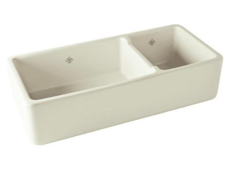 Rohl Shaws Original 40 in. Double Bowl Fireclay Farmhouse Sink RC4019 Fashion