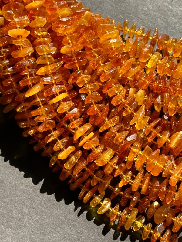 Natural Baltic Gold Amber Gemstone Bead Freeform Pinwheel Shape Bead, Gorgeous Natural Golden Orange Yellow Baltic Gold Stone Beads, 15.5  Strand Discount