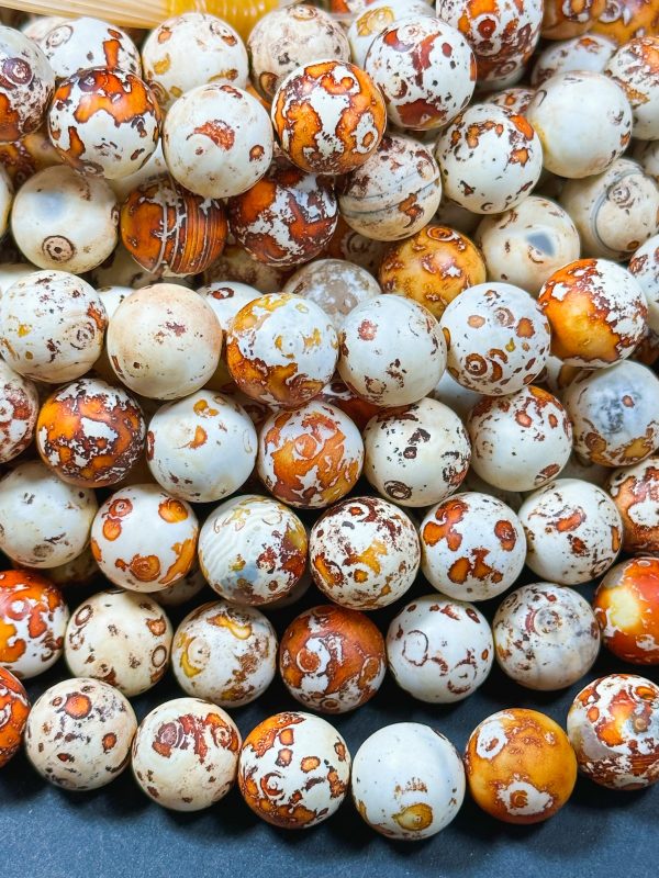 NATURAL Tibetan Gemstone Bead 12mm Round Beads, Beautiful Beige Orange Brown Color Tibetan Gemstone Beads, Excellent Quality Beads 15.5  Online Hot Sale