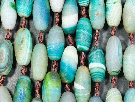 AAA Natural Matte Botswana Agate Gemstone Bead 28x13mm Barrel Shape, Gorgeous Turquoise Green Color Excellent Quality Bead Full Strand 15.5  Online