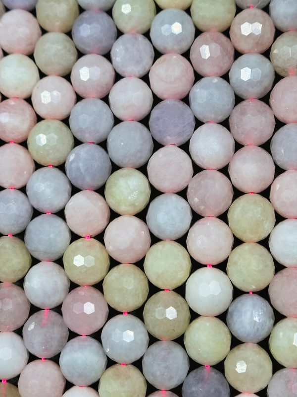 Natural Morganite Gemstone Bead Faceted 6mm 8mm 10mm Round Bead, Beautiful Multicolor Pastel Pink Yellow Blue Color Morganite Beads, 15.5  on Sale