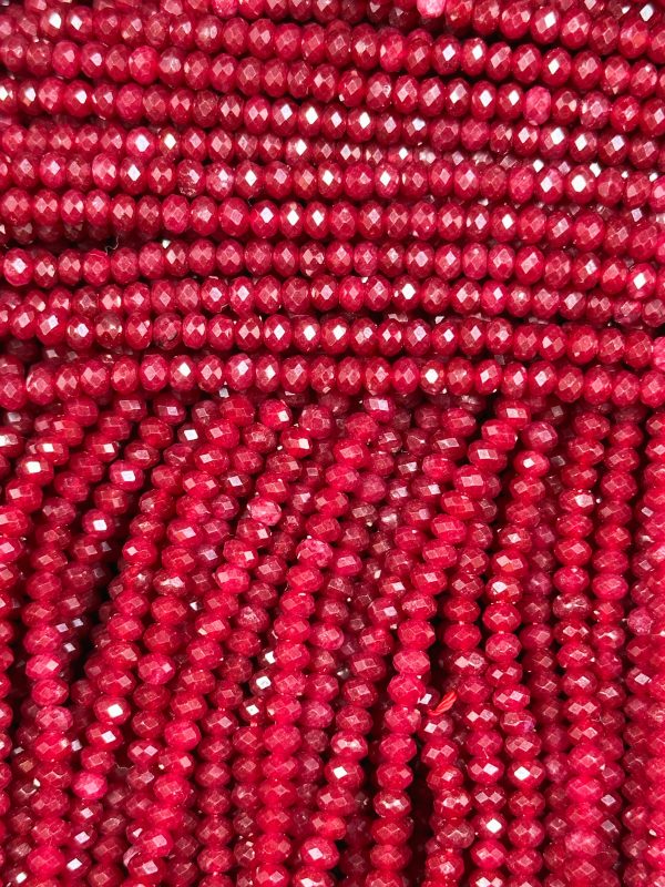 Natural Red Jade Gemstone Bead Faceted 3mm Bead, Gorgeous Natural Red Color Jade Bead Excellent Quality Full Strand 15.5  For Cheap