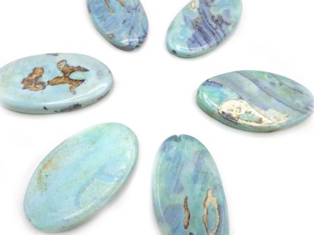 NATURAL Sky Blue Dragon Skin Agate Gemstone Bead 28x17mm Oval Shape LOOSE Dragon Skin Agate Beads Hot on Sale