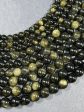 AAA Natural Gold Obsidian Gemstone Bead 6mm 8mm 10mm 12mm Round Bead, Gorgeous Black Gold Sheen Obsidian Bead, Excellent Quality Full Strand 15.5 Fashion