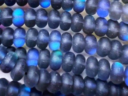 Mermaid Beads, 5x8mm Matte Black Synthetic Glass Moonstone Beads, Rondelle Shape, Full strand 15  High Quality!!! Online Sale