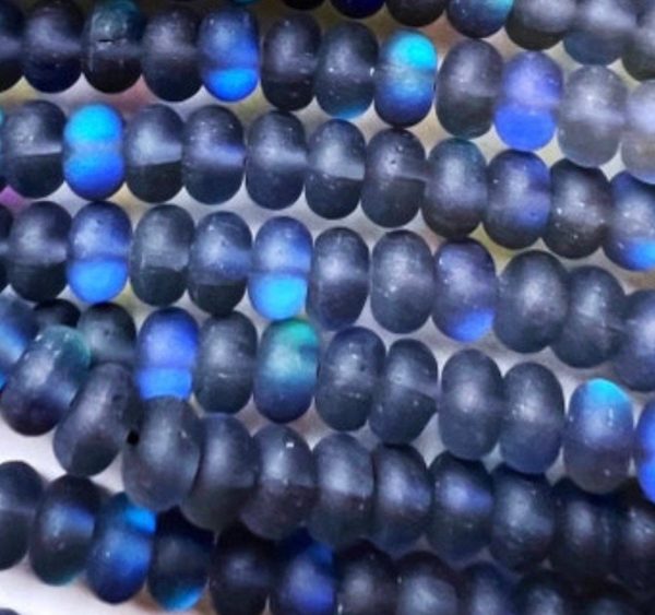 Mermaid Beads, 5x8mm Matte Black Synthetic Glass Moonstone Beads, Rondelle Shape, Full strand 15  High Quality!!! Online Sale