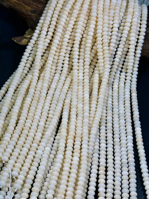 Natural Ivory Jade Gemstone Bead 8x5mm Rondelle Shape, Beautiful Ivory Cream Color Jade Gemstone Bead, Excellent Quality Full Strand 15.5  Online now