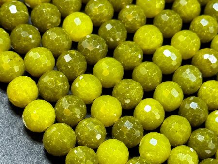 Natural Lemon Jade Gemstone Bead Faceted 6mm 8mm 10mm Round Bead, Gorgeous Dark Lemon Green Color Jade Gemstone Bead Online now