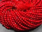 Natural Red Coral Gemstone Bead Faceted 3mm 5mm Round Beads, Beautiful Natural Red Color Bamboo Coral Gemstone Beads, Great Quality 15.5  Online Sale