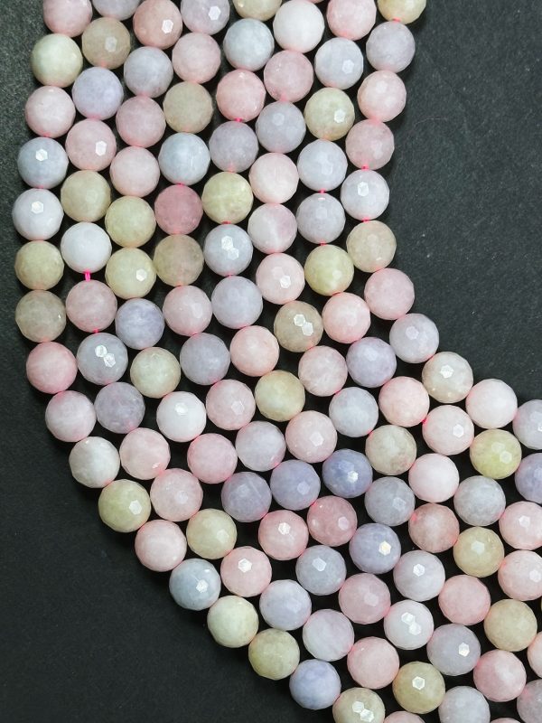 Natural Morganite Gemstone Bead Faceted 6mm 8mm 10mm Round Bead, Beautiful Multicolor Pastel Pink Yellow Blue Color Morganite Beads, 15.5  on Sale