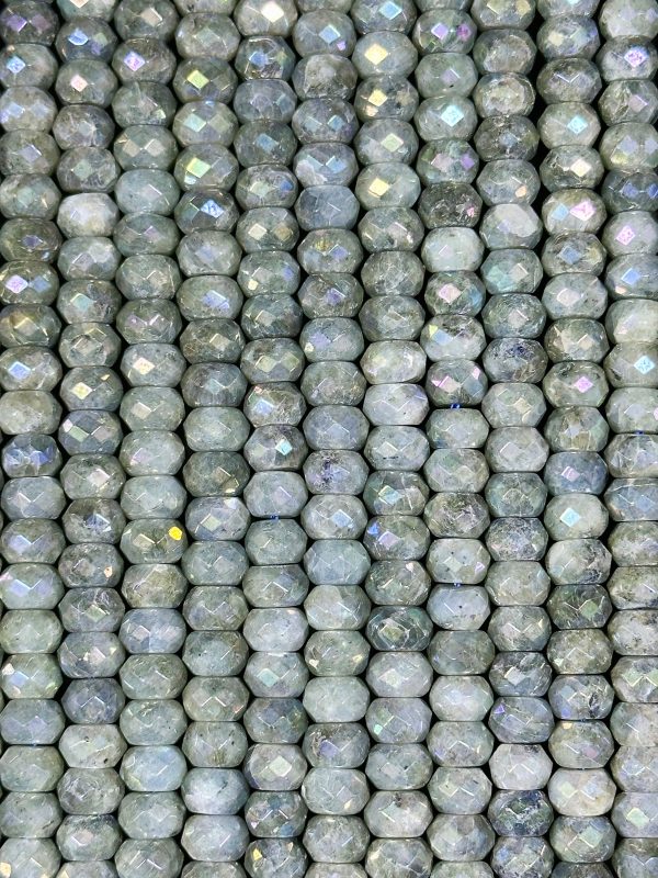 Mystic Natural Labradorite Gemstone Bead Faceted 8x5mm Rondelle Shape, Gorgeous Natural Gray Rainbow Blue Flash Labradorite Full Strand 15.5 Hot on Sale