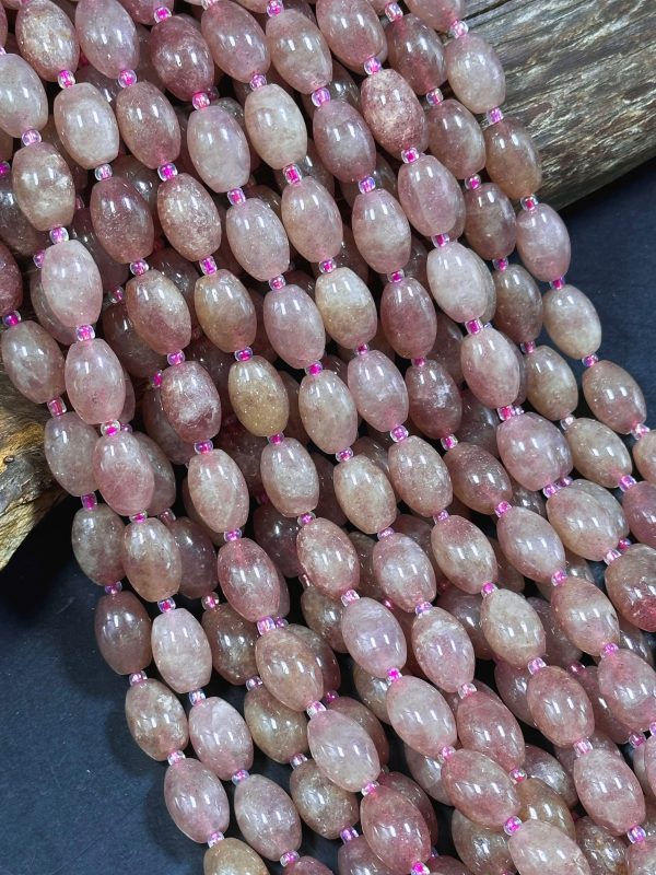 Natural Strawberry Quartz Gemstone Bead 15x10mm Tube Shape, Beautiful Pink Red Color Great Quality Strawberry Quartz Full Strand 15.5  Cheap