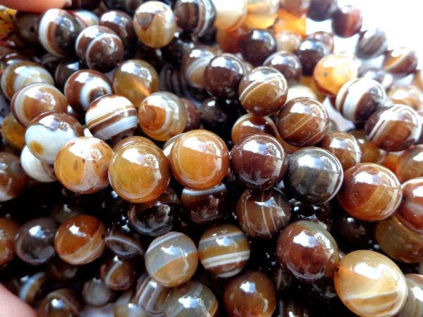 AAA Natural Agate Gemstone Beads, 6,8,10mm Smooth Round Shape Beads, Beautiful brown Beads, Great Quality Bead! Full length 15.5  For Cheap