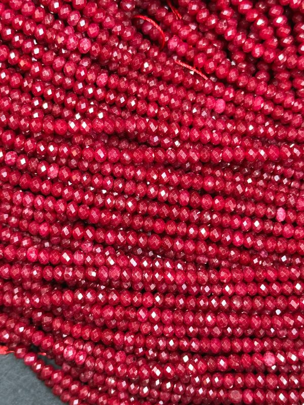 Natural Red Jade Gemstone Bead Faceted 3mm Bead, Gorgeous Natural Red Color Jade Bead Excellent Quality Full Strand 15.5  For Cheap