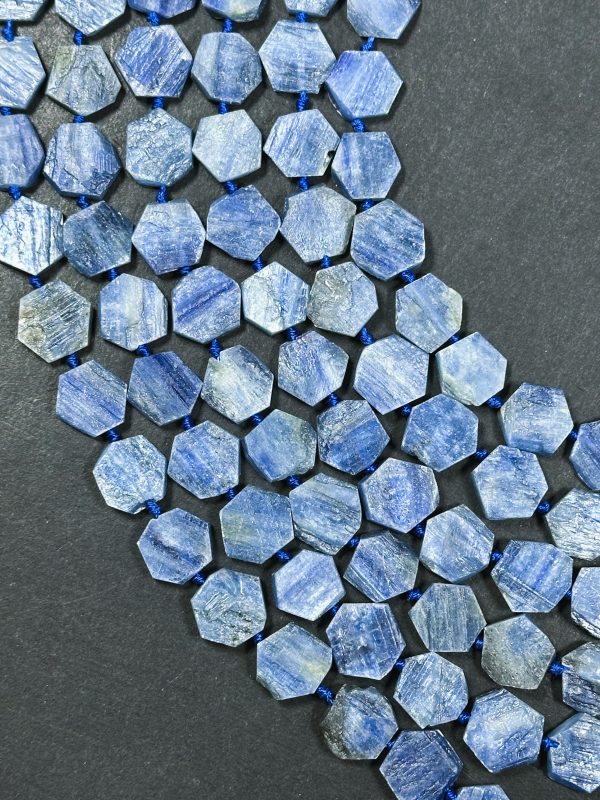 Natural Kyanite Gemstone Bead 14mm Hexagon Shape Bead, Beautiful Natural Blue Color Kyanite Gemstone Beads, Great Quality Full Strand 15.5  For Discount