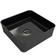 BOCCHI Sottile 15  Black Square Vessel Fireclay Bathroom Sink with Drain Cover on Sale