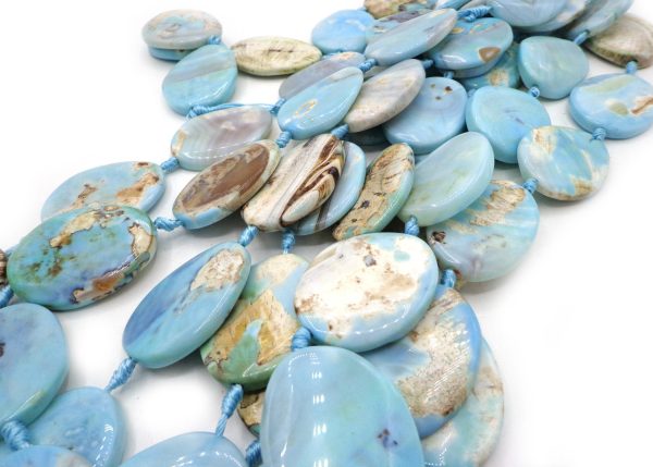 NATURAL Sky Blue Dragon Skin Agate Gemstone Beads 26x35mm Oval Shape, Beautiful Sky Blue Color Dragon Skin Agate Full Strand 15.5  Online