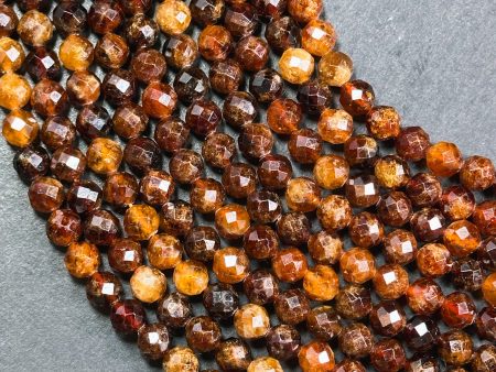 AA Natural Hessonite Orange Garnet Gemstone Bead Faceted 7mm 9mm Round Bead, Gorgeous Orange Brown Color Hessonite Garnet Bead, 15.5  Strand Online Hot Sale