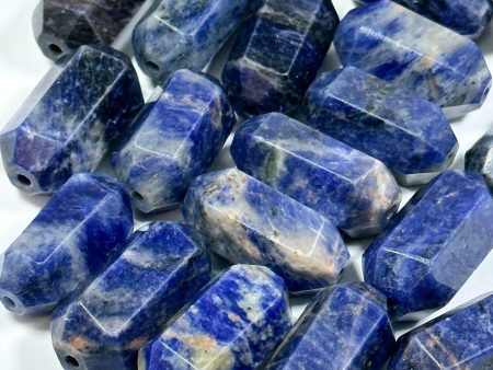 NATURAL Sodalite Gemstone Bead Faceted 26x13mm Barrel Shape Bead, Beautiful Blue Color Sodalite Gemstone Beads, Loose Sodalite Beads For Discount