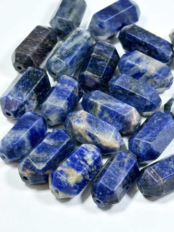 NATURAL Sodalite Gemstone Bead Faceted 26x13mm Barrel Shape Bead, Beautiful Blue Color Sodalite Gemstone Beads, Loose Sodalite Beads For Discount