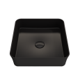 BOCCHI Sottile 15  Matte Black Square Vessel Fireclay Bathroom Sink with Drain Cover For Sale