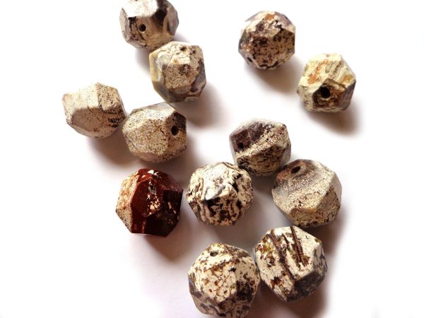 Natural Gemstone Brown-White Mushroom Jasper bead, Nugget Shaped, Approximately 18mm, Sizes may vary, Great Quality Bead! For Sale