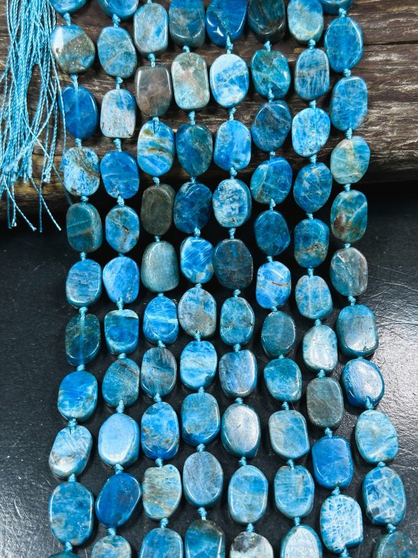 AAA Natural Apatite Gemstone Bead 16x11mm Oval Tablet Shape Bead, Beautiful Natural Blue Color Apatite Beads Excellent Quality 15.5  Strand Supply