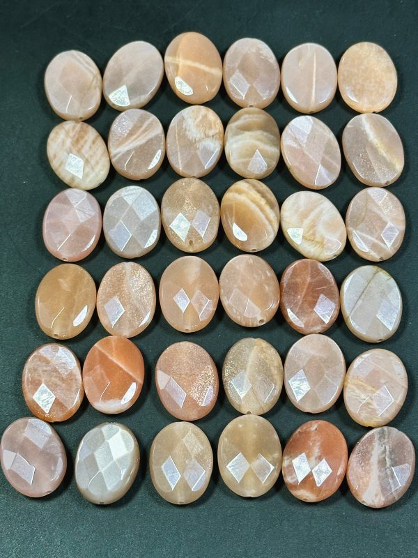 AAA Natural Peach Brown Moonstone Gemstone Bead Faceted 20x15mm Oval Shape, Gorgeous Peach Brown Color Shimmer Moonstone Bead, LOOSE BEADS Online Sale