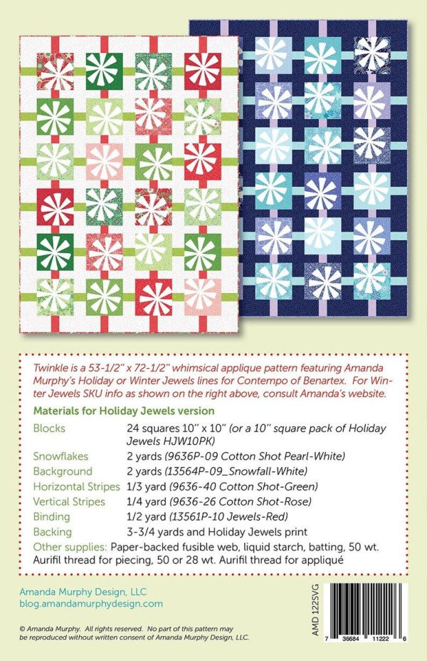 Twinkle 2 Quilt Pattern AMM122SVG by Amanda Murphy Design Online Sale