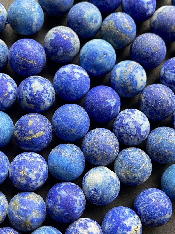 AAA Natural Matte Lapis Lazuli Gemstone Bead 4mm 6mm 8mm 10mm 12mm Round Bead, Gorgeous Natural Blue Lapis Lazuli Gemstone Bead 15.5  Discount