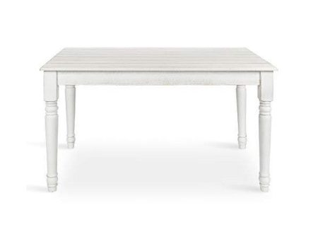 Kate and Laurel 54  White Cates Rustic Farmhouse Barnboard Wood Dining Table Hot on Sale