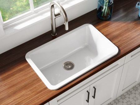 Latoscana LUM3019W 30  White Single Bowl Fireclay Drop-in Undermount Sink Fashion