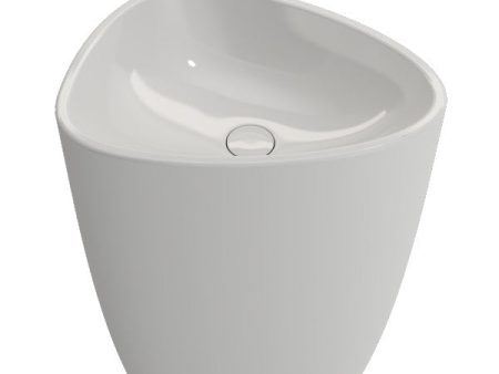 BOCCHI Etna 33  White Monoblock Pedestal Bathroom Sink Fireclay w  Matching Drain Cover For Discount