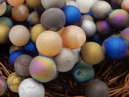 NATURAL Gemstone Druzy Agate Beads, Multi-Color Smooth Round, Matte Finish 6mm 8mm 10mm 12mm Druzy Agate Beads Fashion